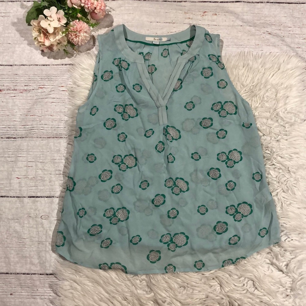 Boden Carrie Floral Green Blue Sleeveless Top